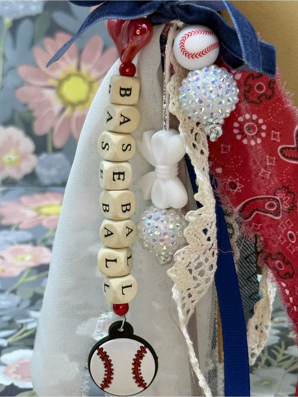 👑Adorned Crown Jewelry purse bag charm keychain baseball fabric tassel